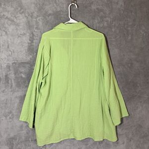 Yushi Top 2XL Green Art To Wear Funky Lagenlook  Button Up Long Sleeve Shirt